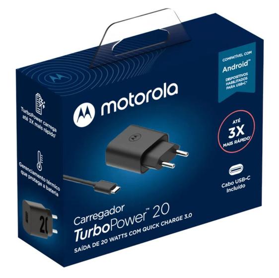 Imagem de Carregador Motorola USB-C/USB - Carregamento TurboPower G9 Play G100 G200