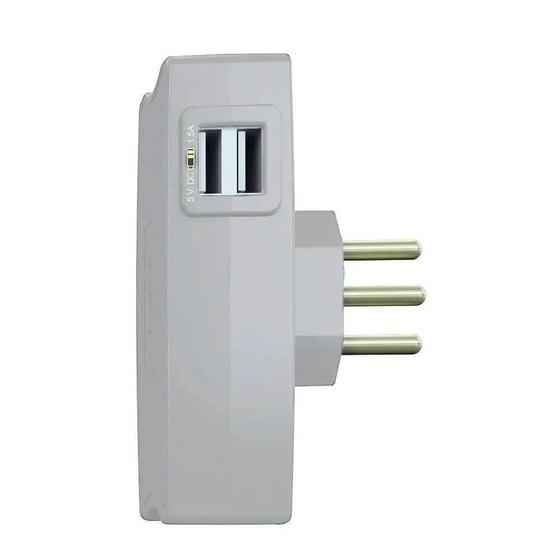 Imagem de Carregador Multi com 2 Entradas USB + 2 Tomadas 2P+T 10A Branco Daneva - Pial