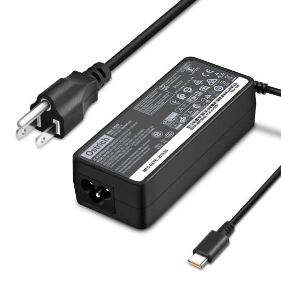 Imagem de Carregador Ostrich 65W/45W USB-C - Adaptador de Alimentação Rápida para Lenovo