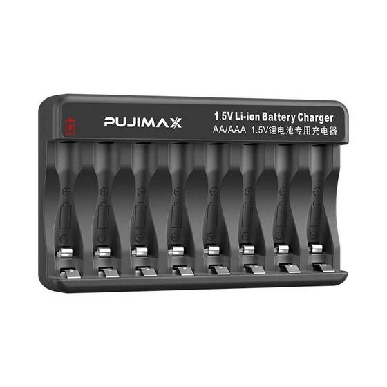 Imagem de Carregador P/ até 8 Pilhas LI-ION (Lítio, NÃO FUNCIONA C/ NI-MH, LER DESCRIÇÃO) USB Pujimax