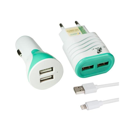 Imagem de Carregador para Celular - Kit Veicular e Cabo USB X-CELL XC-KT-10 Verde