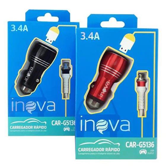 Imagem de Carregador para Celular Veicular Inova 3.4A Rápido V8 Orig