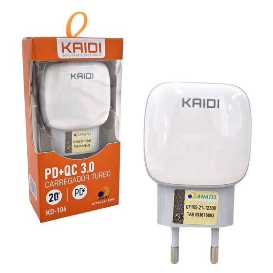 Imagem de Carregador PD + QC 3.0 Power Turbo 20w Bivolt  Kaid  KD-106