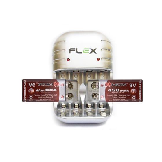 Imagem de Carregador Pilha Flex Com 2 Baterias de Lítio Recarregável Mox 450 mAh 9v Potente Microfone Violão MO-9V450