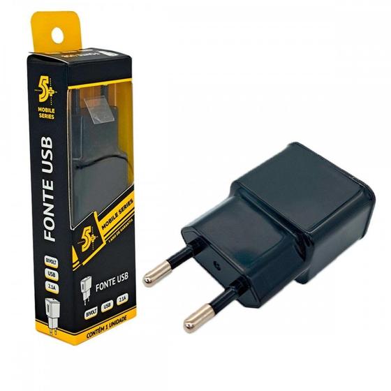 Imagem de Carregador Pix Usb Mobile De Parede 2.1A. Bivolt Preto - 044-0002