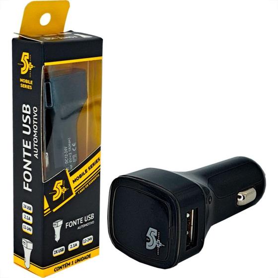 Imagem de Carregador Pix Usb Mobile Veicular 2.1A. 12V. Com 2 Entradas Usb - 044-0007
