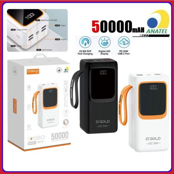 Imagem de Carregador Portátil 50000mAh Power Bank Original Turbo 22.5W PD Hypercharge Anatel C Nfe