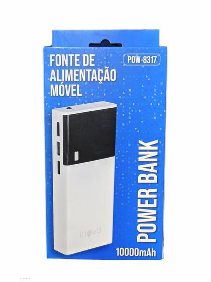 Imagem de Carregador portatil de celular power bank 10000 mah preto e branco com LCD e lanterna inova 8317