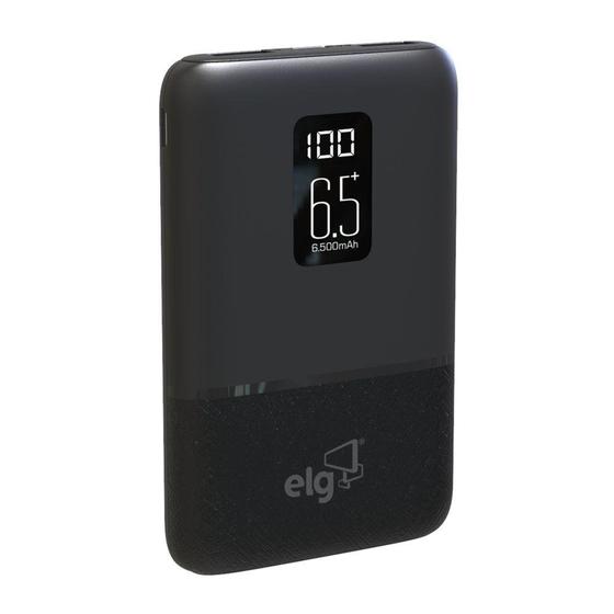 Imagem de Carregador Portátil ELG 6.500mAh Com Display Digital Preto - PB65LCD