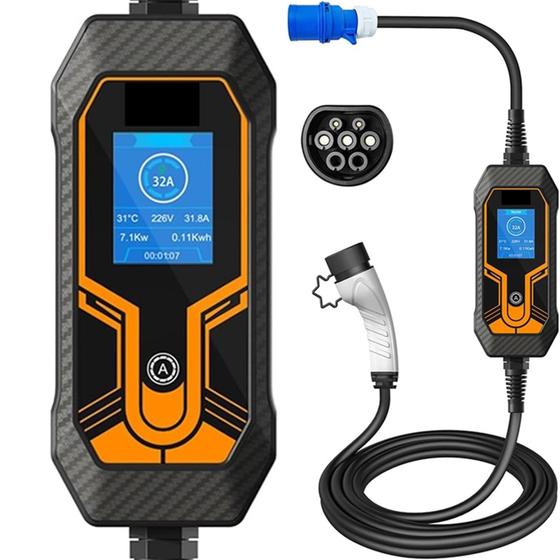 Carregador Portátil Para Carro Elétrico 7kw Tipo 32a 5m Estação Recarga ...