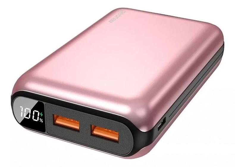 Carregador Portátil Power Bank 20.000mah Rose Gold Geonav Menor preço em Carregador Portátil Power Bank 20.000mah Rose Gold Geonav