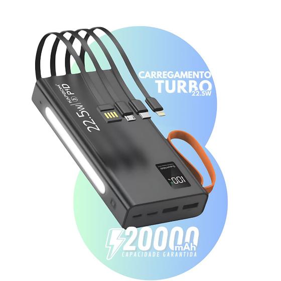 Imagem de Carregador Portatil Power Bank 20000 mAh Tipo-c V8 Lightning universal Bateria externa