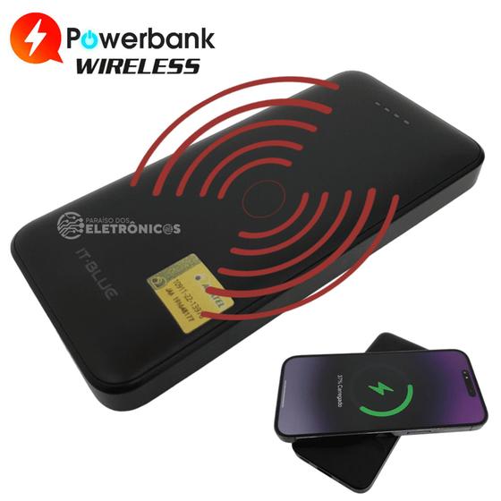 Imagem de Carregador Portátil Power Bank Indução Sem Fio 10000mah MAX0536