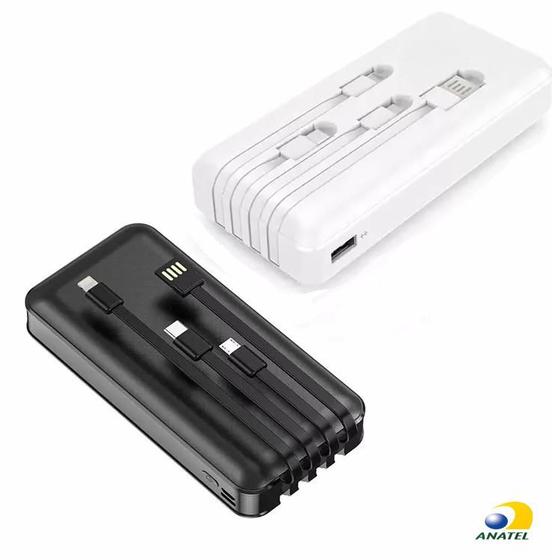 Imagem de Carregador Portátil Universal Bateria Reserva 20.000 mAh Saída USB Type-C  Micro e Lightning