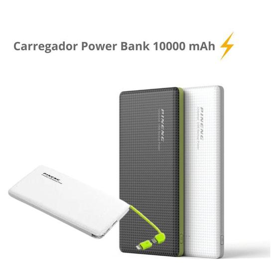 Imagem de  Carregador Power Bank 10000 mAh Com Cabo V8 e Lightning Compatível com iPhone iPhone 11/ 11 Pro/11 Pro Max