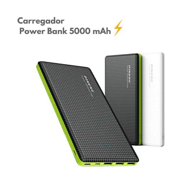 Imagem de  Carregador Power Bank 5000 mAh Com Cabo V8 e Lightning Compatível com iPhone 11/ 11 Pro/11 Pro Max