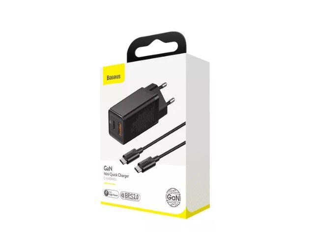 Carregador Rápido Baseus Gan Mini 45w + Cabo Usb-c 60w Menor preço em Carregador Rápido Baseus Gan Mini 45w + Cabo Usb-c 60w