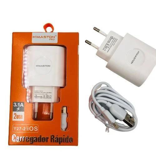 Imagem de Carregador rapido com 2 usb e cabo ios