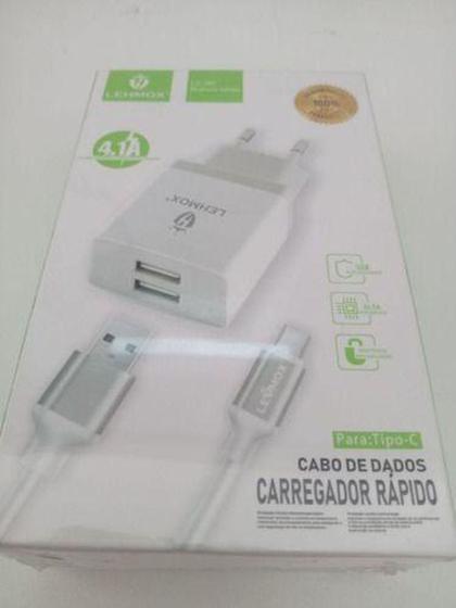 Imagem de Carregador Rapido Com Cabo Tipo C Duas Entrada 4.1a Le-165 - LEHMOX