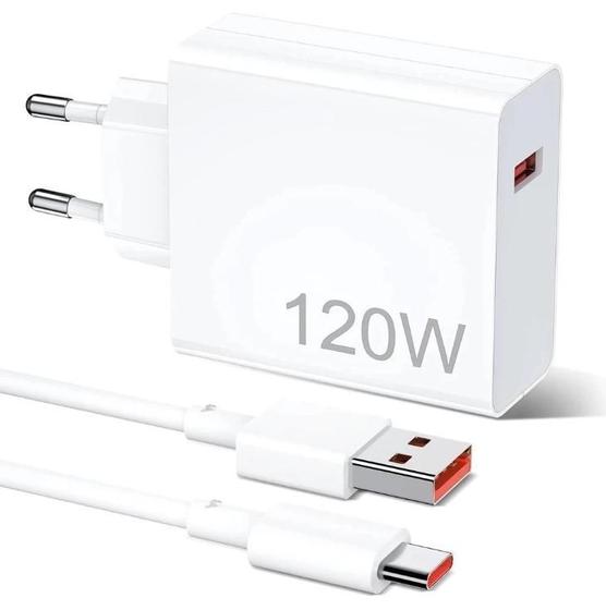 Imagem de Carregador rápido de 120W  com 6A USB C cabo 1M para Mi Turbo Charge Turbo Power Cabo USB + Cabo Tipo C