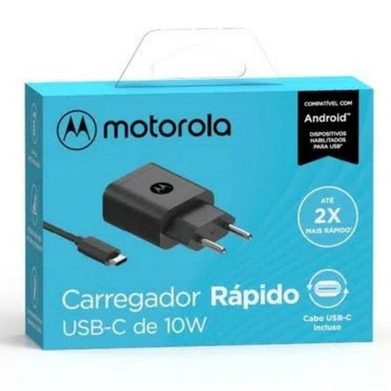 Imagem de Carregador Rápido Motorola Original 10w Moto One Fusion Plus Garantia Resistente Carga Rápida Tipo-C