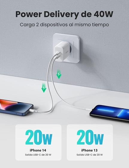 Imagem de Carregador Rápido Pd40W Duplo Tipo C Suporta Galaxy 25W 20W