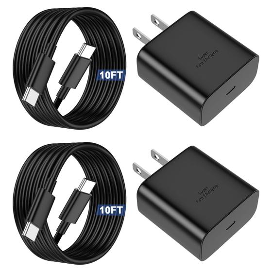Imagem de Carregador Ryaobwu 45W Super Fast USB-C Duplo com Cabo Galaxy de 3m