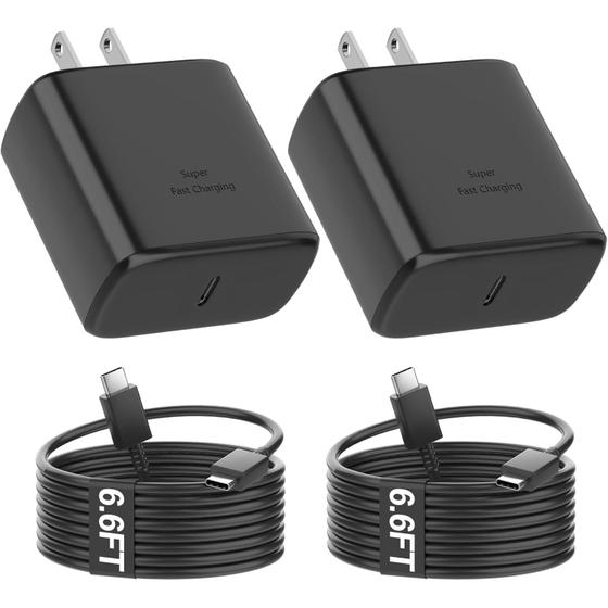 Imagem de Carregador Samsung 45W Super Fast Charger USB C, pacote com 2 unidades com cabo