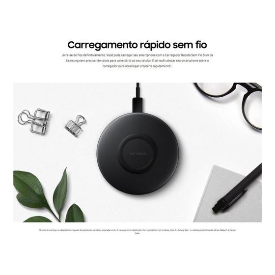 Carregador Samsung Wireless Rápido Sem Fio Preto Slim Menor preço em Carregador Samsung Wireless Rápido Sem Fio Preto Slim