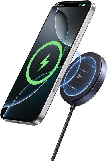 Imagem de Carregador sem fio rápido UGREEN ( Qi2 ) 15W indução Magnético com cabo trançado USB C de 1,5M,