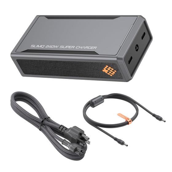 Imagem de Carregador SlimQ GaN 240W para laptop DC 20V e 2 USB C PD3.0 100W