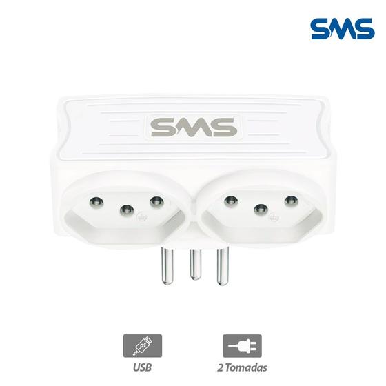 Imagem de Carregador Sms 2 Usb + 2 Tomadas Branco