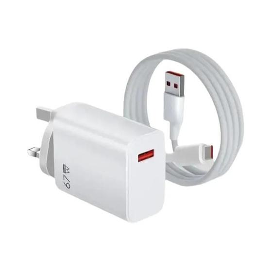 Imagem de Carregador Super Rápido USB Tipo-C 67W para Xiaomi 13 Ultra, 12, 11, Redmi K50, K60 e Poco F5