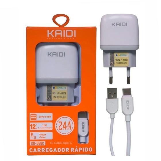 Imagem de Carregador Tipo-C 2 USB 2.4A 12W KD-556C Kaidi