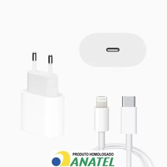 Imagem de Carregador Turbo 20w Com Cabo Compatível iPhone 8 Plus X Xr 11 12 13 Pro Max