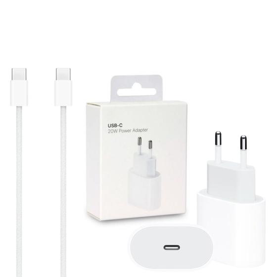 Imagem de Carregador Turbo 20w Completo USB-C Compatível com iPhone 15 15 Pro 15 Pro Max Bivolt Cabo + Fonte