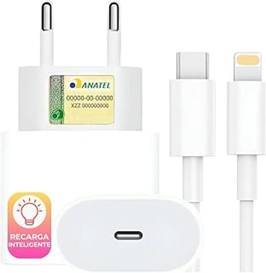 Carregador Turbo 20w Usb-C+ Cabo para USB-C Compatível com iPhon 11 12 ...