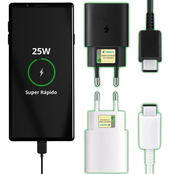 Imagem de Carregador Turbo 25W tipo C compatível Galaxy S21 FE A20 A30 A50 Carga super rápida