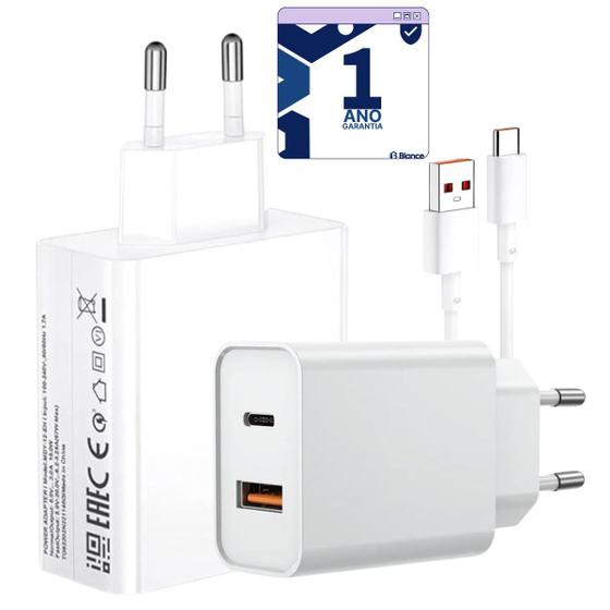 Carregador Turbo 30W Compatível Com Xiaomi Note 10, 11 e 12S Menor preço em Carregador Turbo 30W Compatível Com Xiaomi Note 10, 11 e 12S