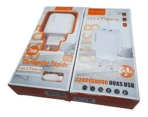 Carregador Turbo 5.1 25w Com 2usb E Cabo Tipo C Menor preço em Carregador Turbo 5.1 25w Com 2usb E Cabo Tipo C