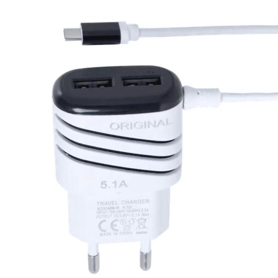 Imagem de Carregador Turbo 5.1a Android 2 Usb/cabo V8 USB