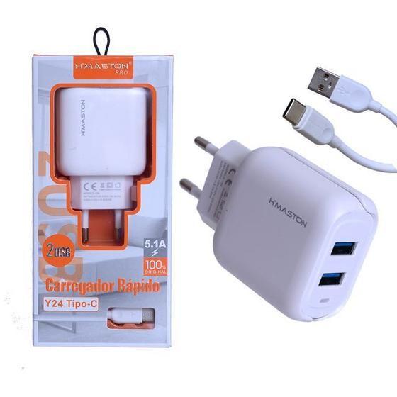 Imagem de Carregador Turbo 5.1a Android V8 2 Usb/cabo V8