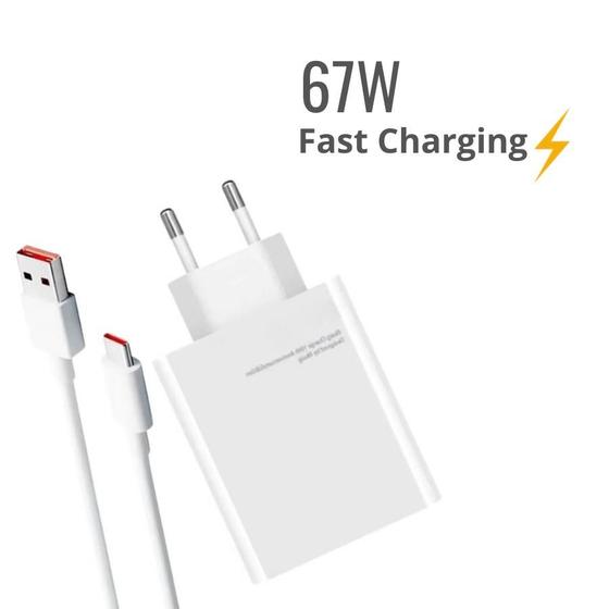 Imagem de Carregador Turbo 67W Cabo USB-C Com Adaptador Compatível Com Poco X3 NFC/ Poco X3 Pro/ Poco X3