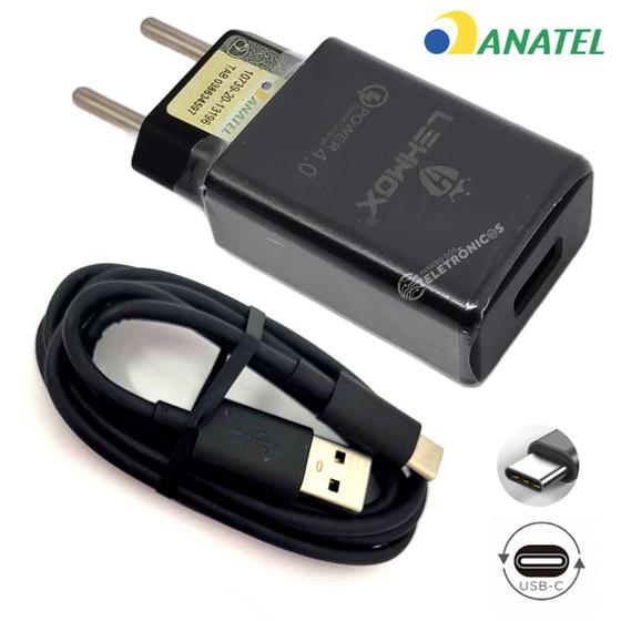 Carregador Turbo Carga Rápida 5V=4.0 30W Para Celular Smartphone Cabo USB TYPE-C - LE1TYPEC Menor preço em Carregador Turbo Carga Rápida 5V=4.0 30W Para Celular Smartphone Cabo USB TYPE-C - LE1TYPEC