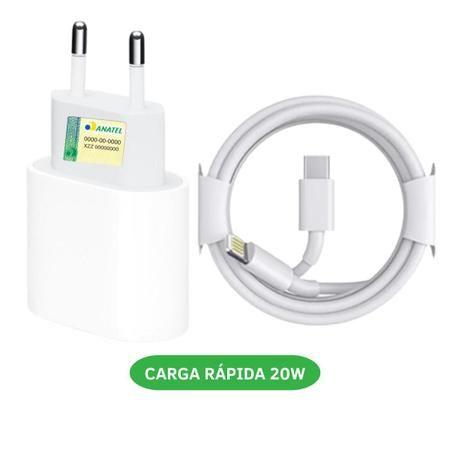 Imagem de Carregador TURBO Carga Rápida + CABO/fonte Tipo USB-C 20w carga rápida Compativel com o iphone,ipad X XR XS 11 12 13 14 