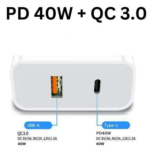 Imagem de Carregador Turbo Celular Smartphone 2 Usb C Cabo Tipo C