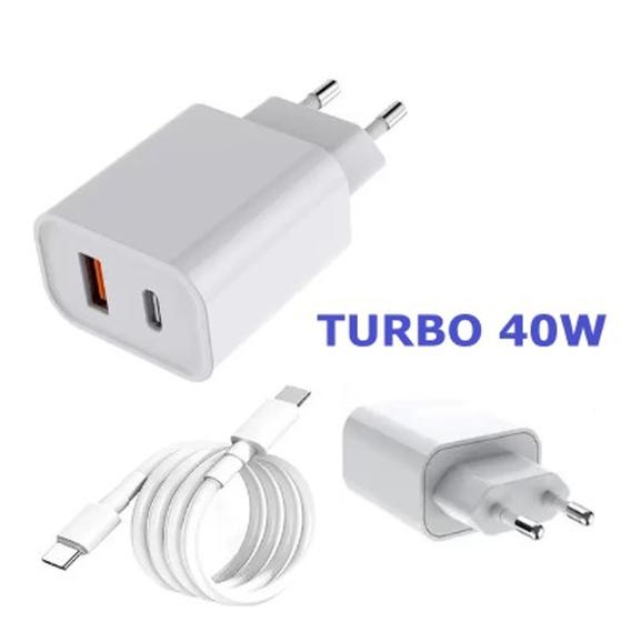 Carregador TURBO DUPLO 40W (USB + TIPO-C) ACOMPANHA CABO 3.4A TIPO-C - inova Menor preço em Carregador TURBO DUPLO 40W (USB + TIPO-C) ACOMPANHA CABO 3.4A TIPO-C - inova