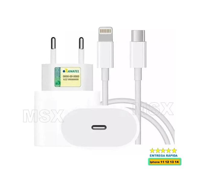 Imagem de Carregador Turbo Fonte 20w Usbc Completo Com Cabo Compatível  Modelo Iphon 12 13 Inova Original 