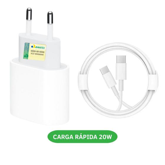 Imagem de Carregador Turbo iPhone Fonte 20w Usb-c+ Cabo Tipo-c Compatível iphone 15 15 pro 15 pro max