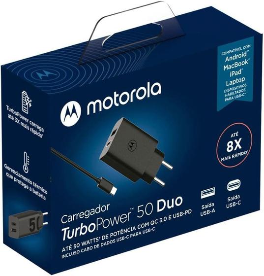 Imagem de Carregador Turbo Power 50W Motorola USB-C Duo X5 Original